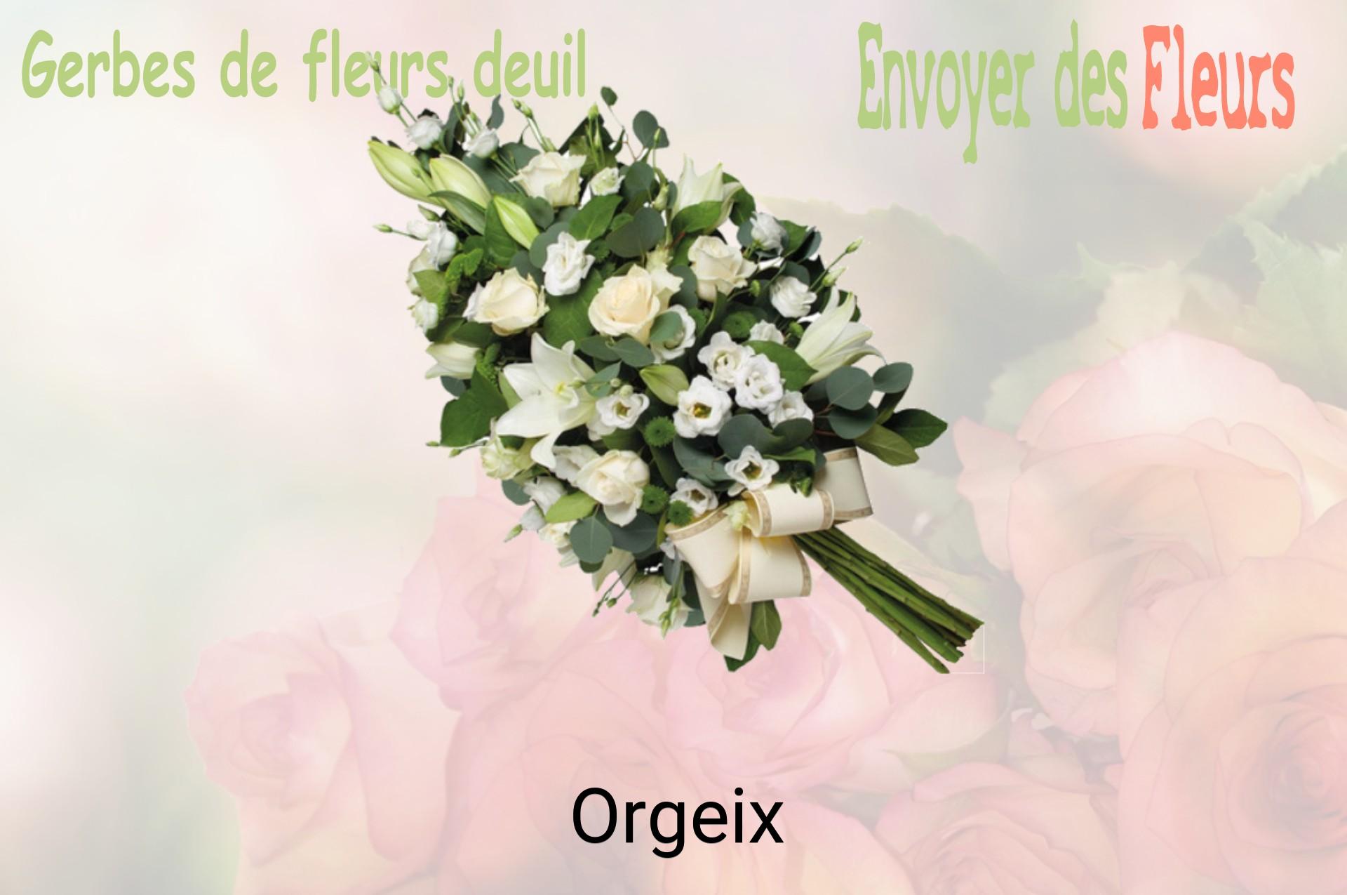 Gerbe de fleurs de deuil livrée à Orgeix